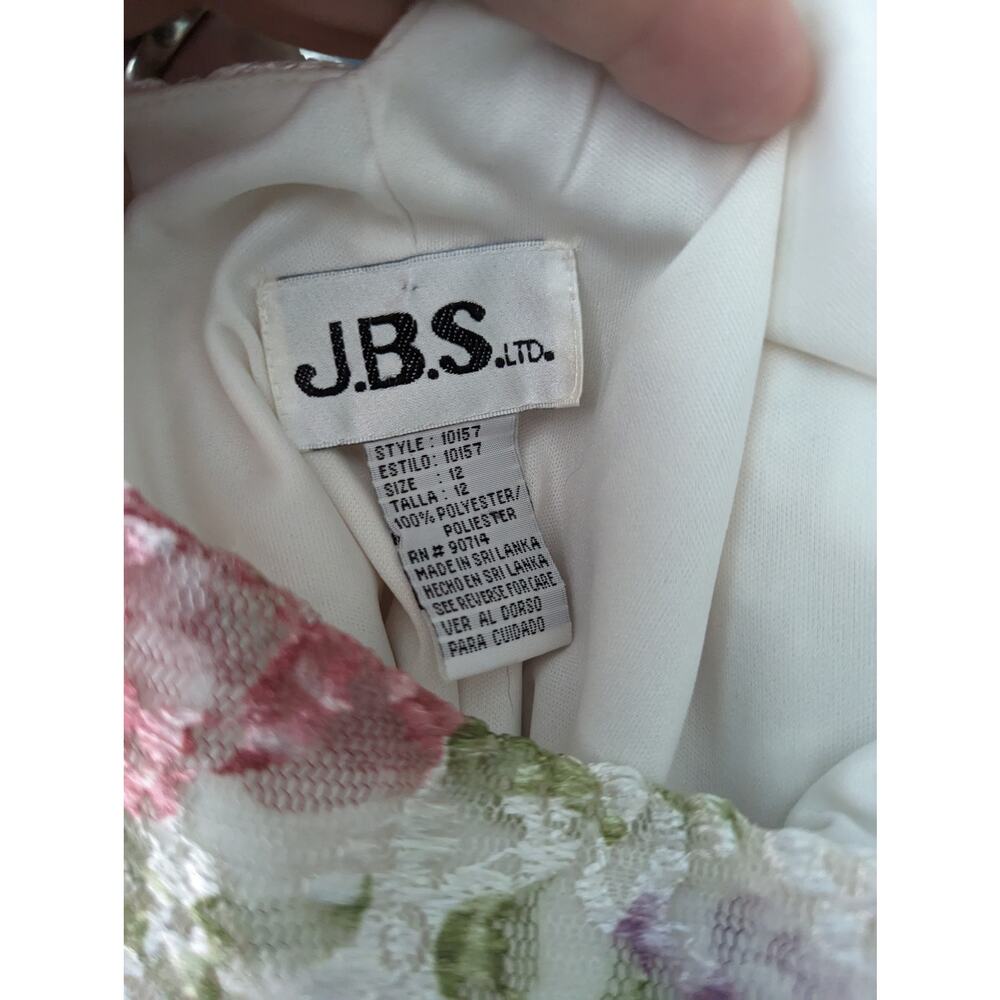 Vintage 90's J.B.S Ltd Maxi Dress Sleeveless Floral Lace Sheer Overlay V Back - Picture 5 of 10